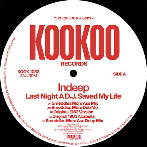 Indeep: Last Night A D.J. Saved My Life (4 Mixes) Color Vinyl 160gm