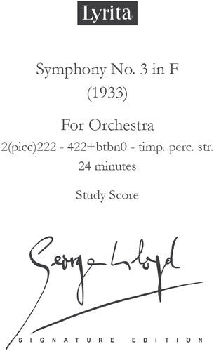 Lloyd, George: Lloyd: Symphony No. 3 - Study Score