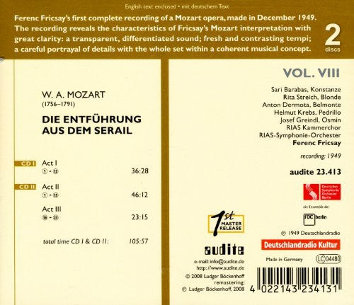 Mozart / Rias Symphony Orchestra / Fricsay: Die Entfuhrung Aus Dem Serail