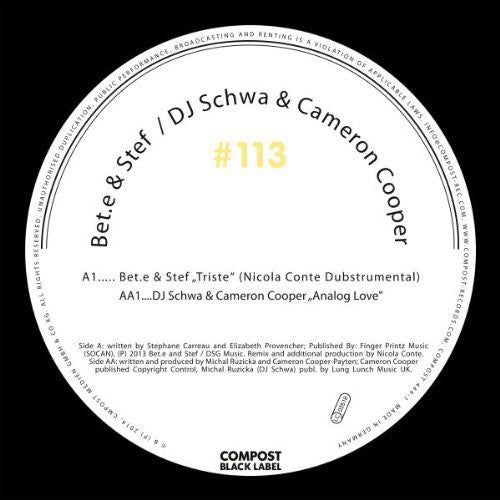 Bet E & Stef / DJ Schwa & Cameron Cooper: Bet E & Stef/Dj Schwa & Cameron Cooper : Compost Black Label 113