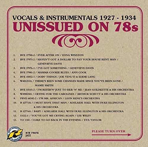 Unissued on 78S: Vocals & Instrumentals 1927 / Var: Unissued on 78s: Vocals & Instrumentals 1927-1934